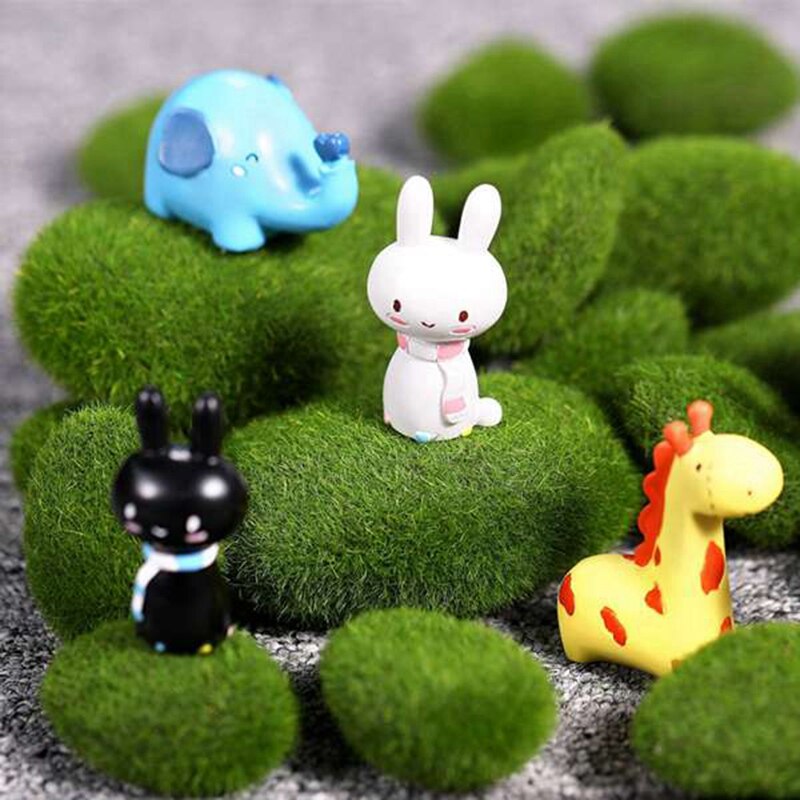 40 Stuks 2 Maten Kunstmatige Moss Rocks Decoratieve Faux Groen Mos Bedekt Stenen