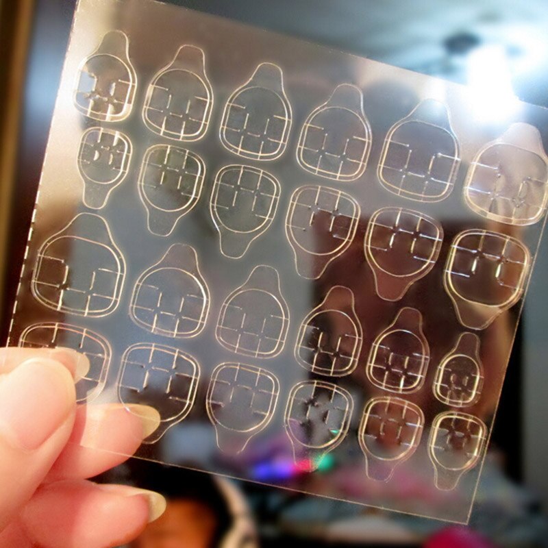 10 Vel/Pak Transparante Dubbelzijdig Sticker Vingernagel Art Valse Nail Tips Uitbreiding Tool LDO99