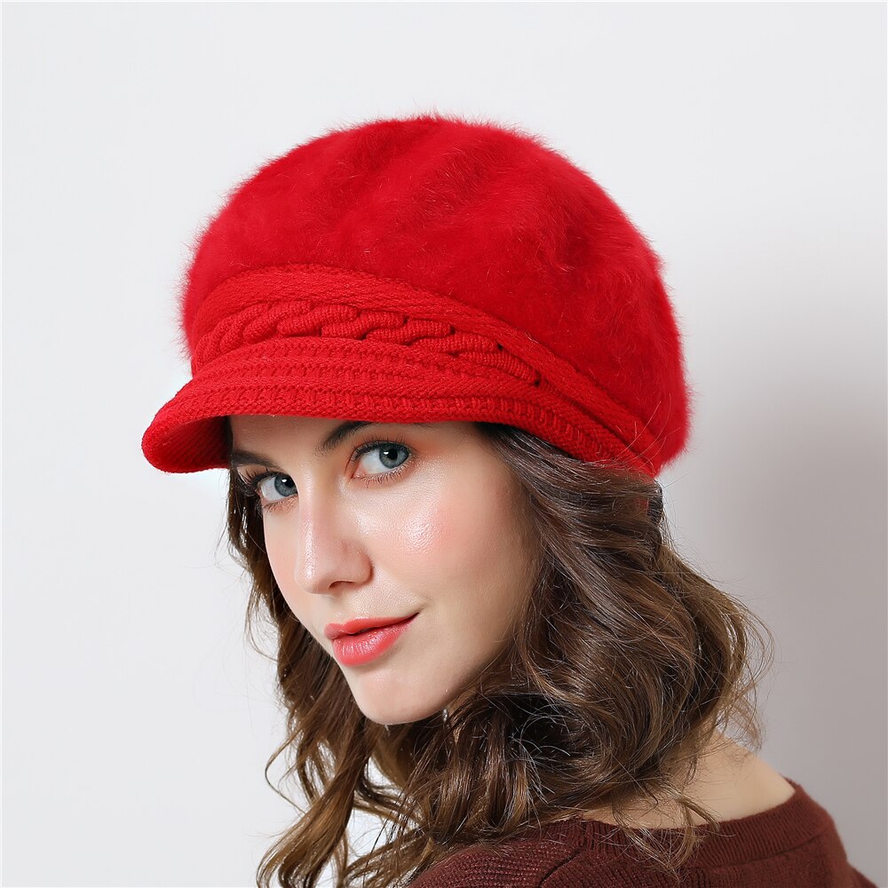 Damesmuts gebreide wintermuts voor meisjes pet strik herfst dames baret konijnenhaar