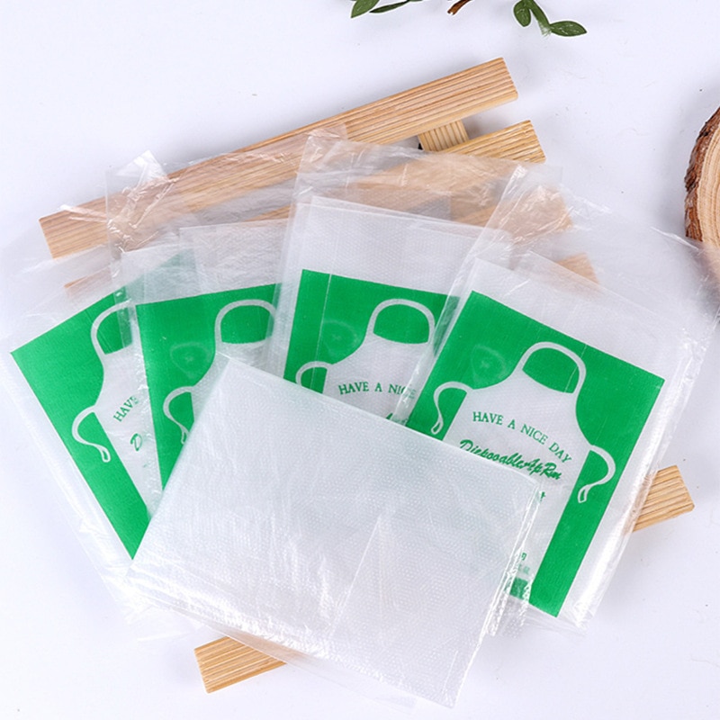 25Pcs Disposable Aprons Adult Child Plastic Waterproof Oil-proof Clothes Kitchen Hairdresser Barbecue Baking Cleaning Tools
