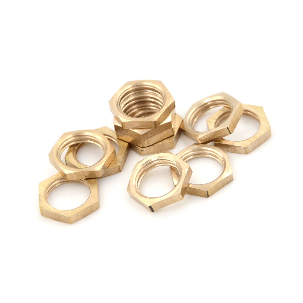 10Pcs/lot Brass Hex Lock Nuts Pipe Fitting 1/4" BSP Female Thread