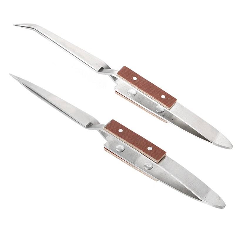 2 x Self Locking Closing Tweezers Straight with Mosaic Trimmer & Nipper Tile Cutter Pliers with Carbide Tips