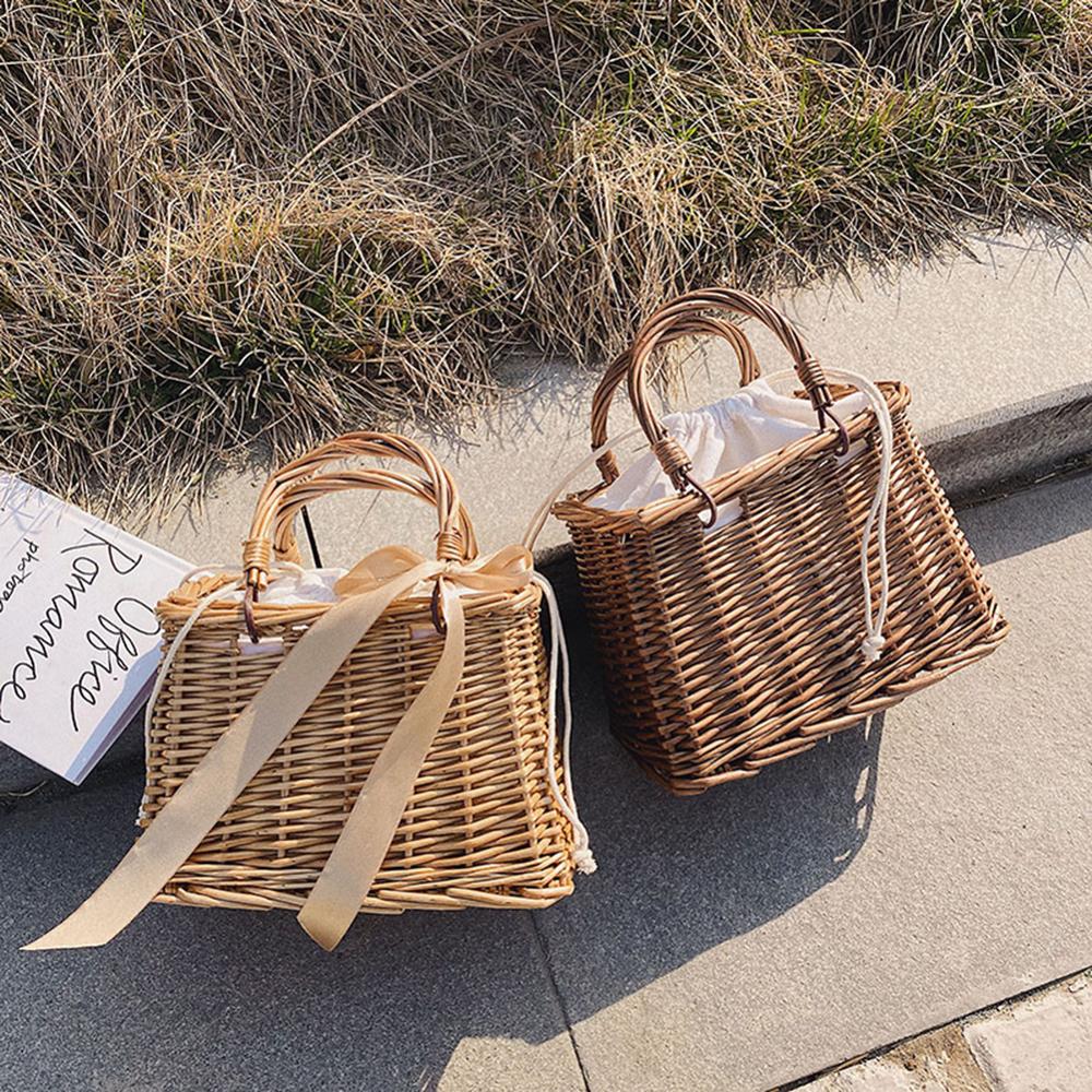 Strand stro tassen dames zomer handtas rotan vierkante tas handgemaakte bali geweven crossbody tas doos bohemien