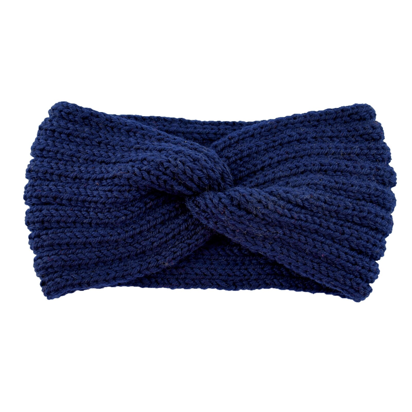 Doux Stretch oreille plus bandeau femmes hiver câble tricot bandeaux bandeaux doux filles Crochet chapeaux Turban: Navy 