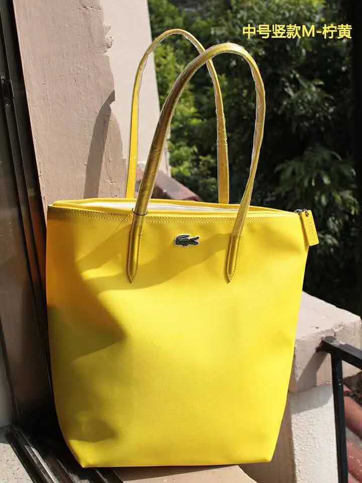 French vertical medium crocodile female bag shoulder handbag mommy large capacity shopping bag: Lemon yellow