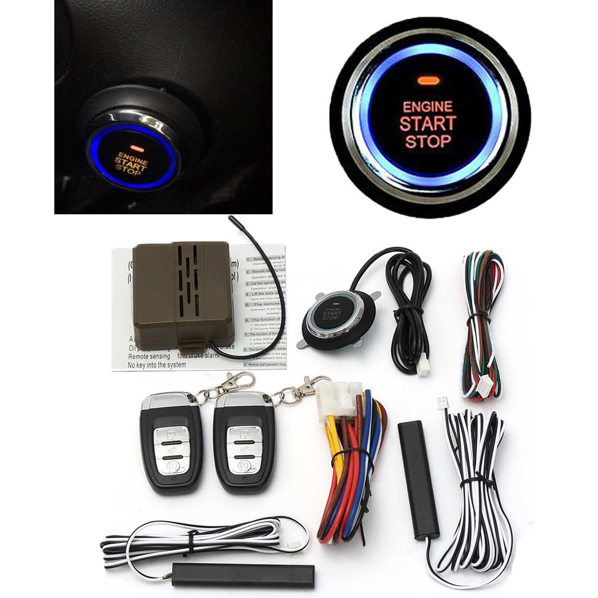 Audew Car Alarm SUV Keyless Entry Remote Engine Start Alarm System Push Button Remote Starter Stop Auto Car Security Accessories