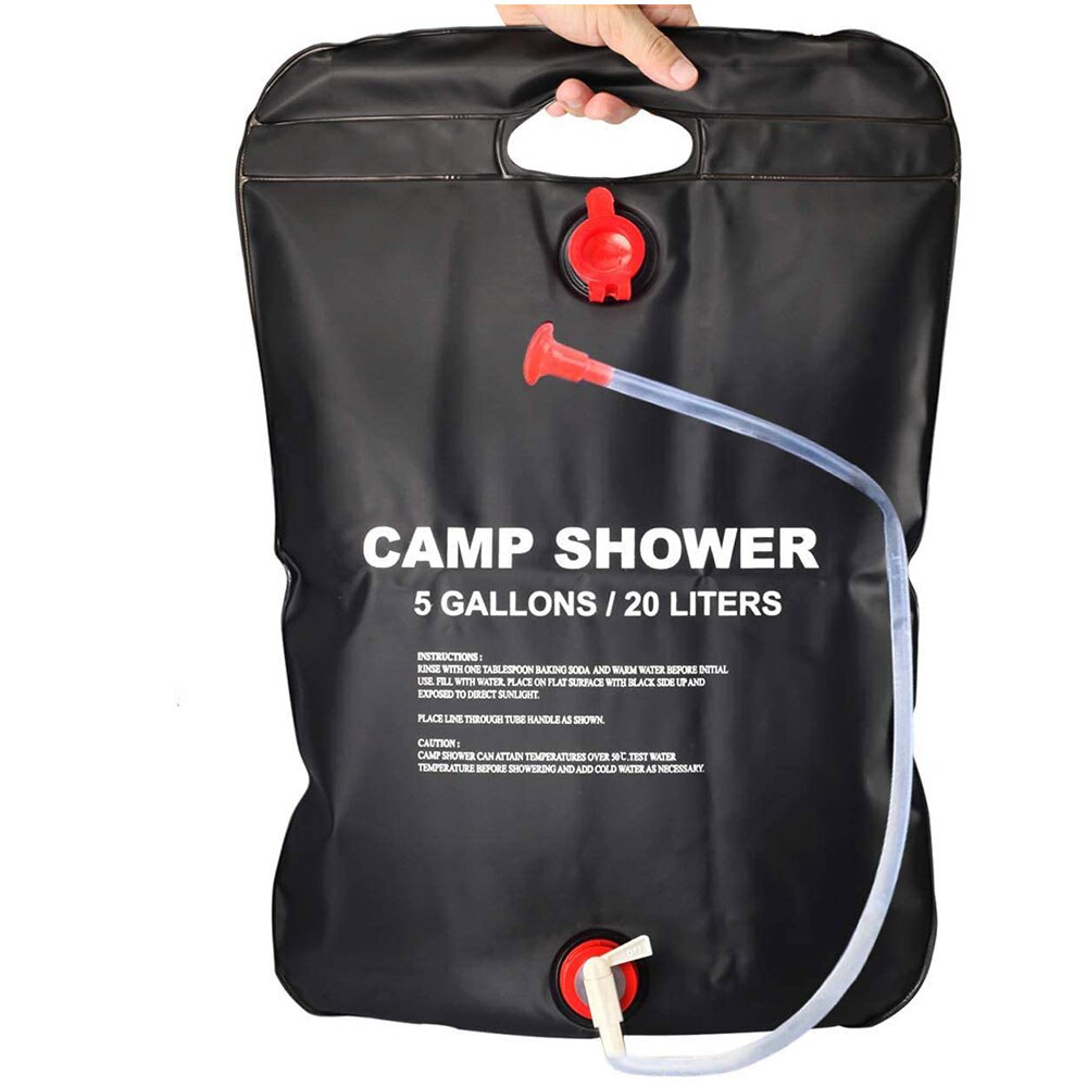 Bolsa de ducha Solar portátil para exteriores, 5 galones/20L, con manguera extraíble y cabeza conmutable de encendido para Camping, playa, natación, Outdoo
