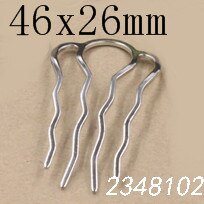 5 pz/lotto Retro 4 Denti del Pettine Dei Capelli Accessori In Argento di Colore Della Forcella Dei Capelli di Usura Dell'annata Barrette Risultati Dei Monili: White K 46x26mm