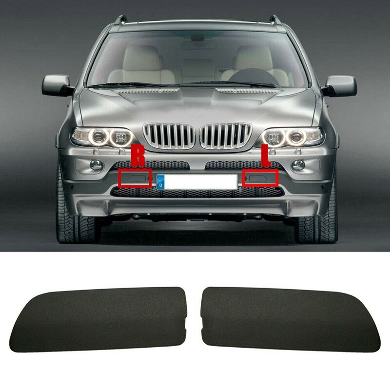 Pair Front Bumper Tow Hook Cover Unpainted 51117116671 51117116672 for -BMW E53 X5 3.0I 4.4I 2004 2005 2006: Default Title