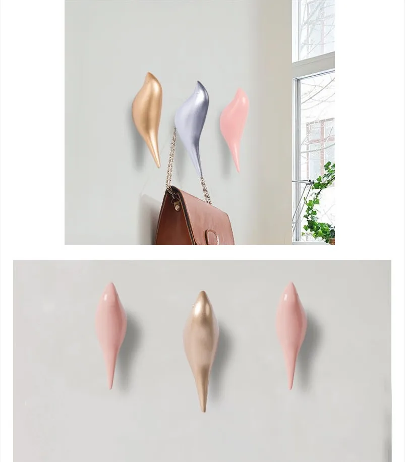 Accesorios creativos para el hogar, gancho decorativo de pared para pájaros, decoración de pared de resina, colgador de puerta de dormitorio, ganchos individuales estéreo, 1 Uds.