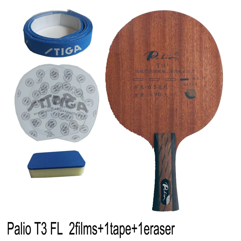 Palio officiële T-3 T3 tafeltennis blade carbon blade snelle aanval met lus bevestigd blad palio blade racket ping pong: FL eraser