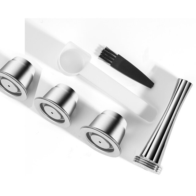 Belr-Housewares Upgraded Reusable Coffee Capsule For Nespresso Coffee Machine Espresso Coffee Crema Maker: 3 Capsule 1Tamper