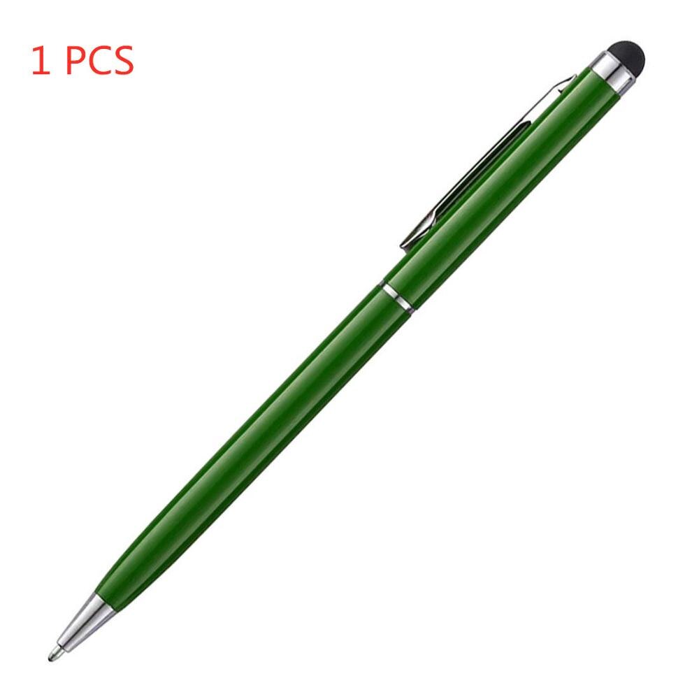 12 couleurs 1 pièces 5 pc/10 pièces 2 en 1 stylo à bille écran tactile stylet utile 2 en 1 tablette stylo pour Pad téléphone intelligent: Green-1pcs