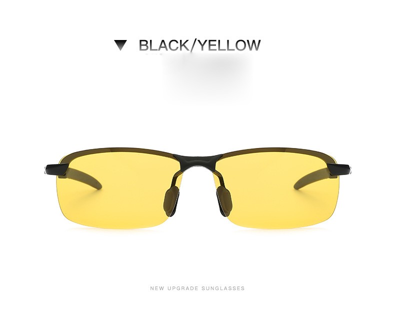 Nattesyn briller mænd polariserede kørselsbriller til unisex polaroid beskyttelsesbriller reducerer blændestråler kantløs gul linser: Sort-pakke a