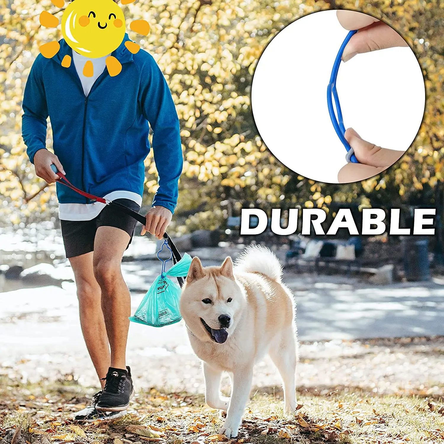 Distributeur de sacs de merde de chien mains libres, support pour laisse, sacs de déchets pour animaux de compagnie, accessoires de marche, fournitures de nettoyage pour chiens