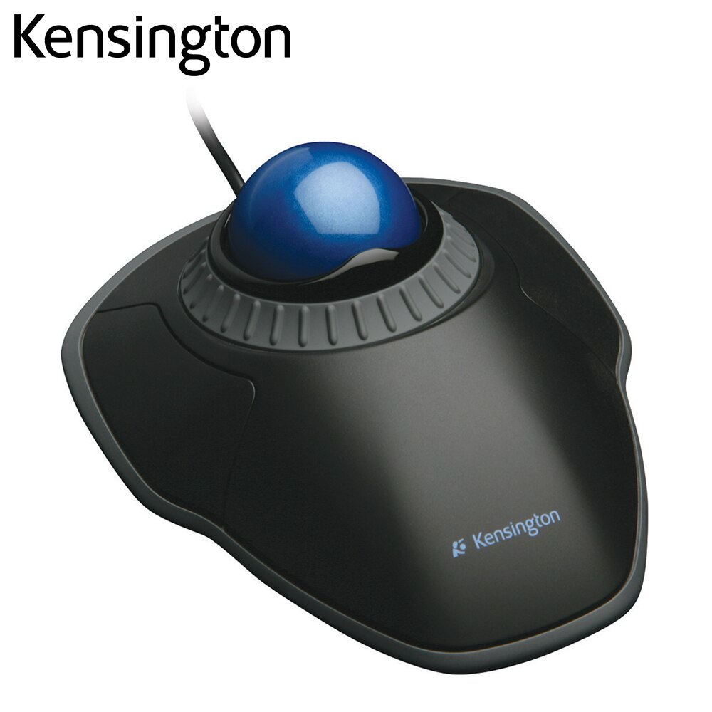 Kensington Original Orbit Trackball Mouse with Scroll Ring Optical USB for PC or Laptop with Retail Packaging K72337 K72500: Black Body Blue Ball
