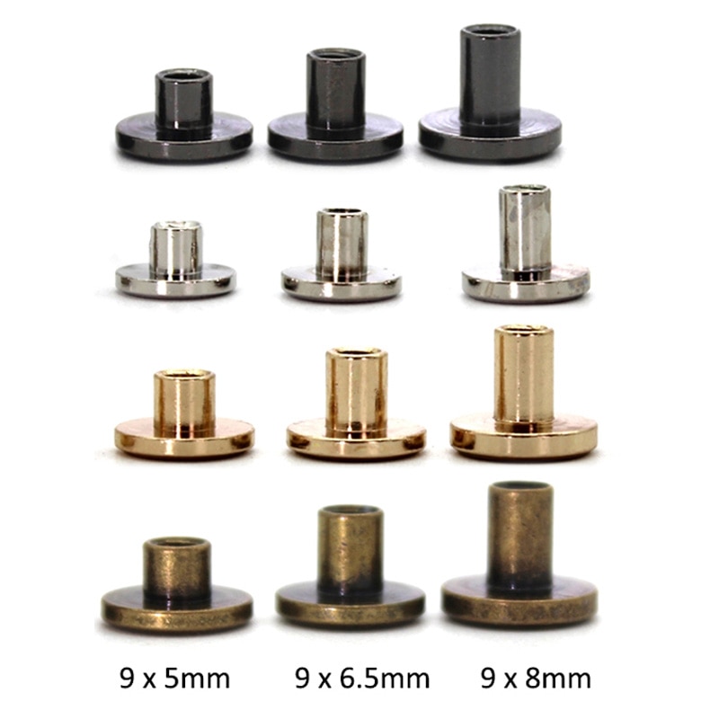 10 Set Knop Schroef Studs Ronde Kop Klinknagels 5/6. 5/8mm voor Bag Riem Leer Craft Accessoire