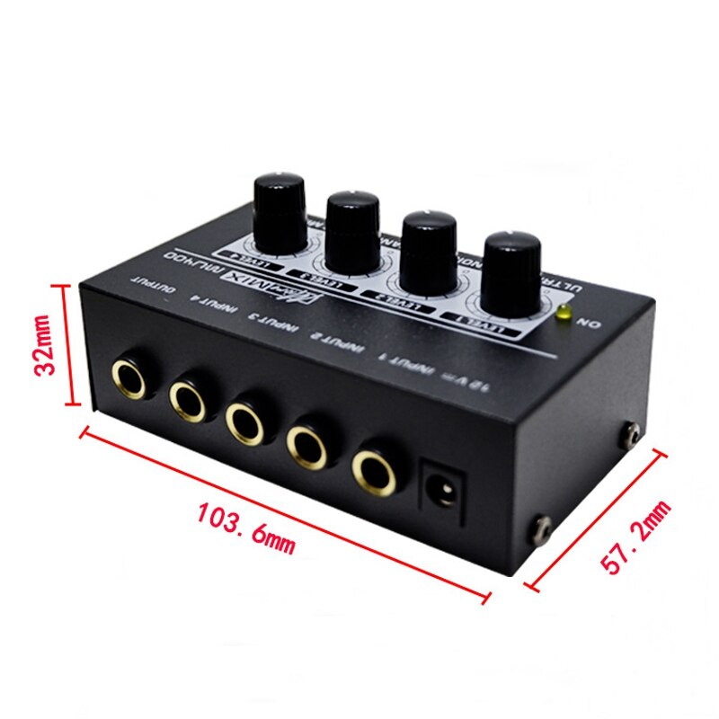 MU400-Mezclador de 4 canales o Mini mezclador de señal para 6,5mm o Cable (Enchufe europeo)