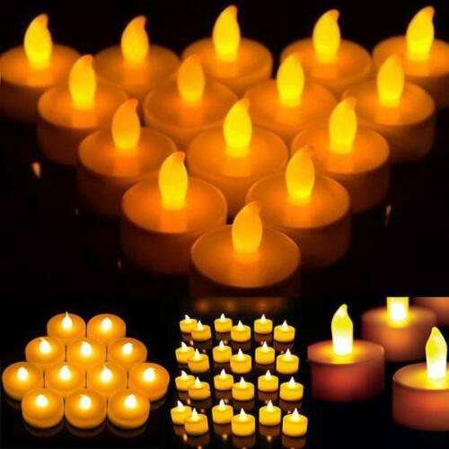 12Pcs Battery Operated Led Tea Lights Kaarsen Vlamloze Wieden Decor