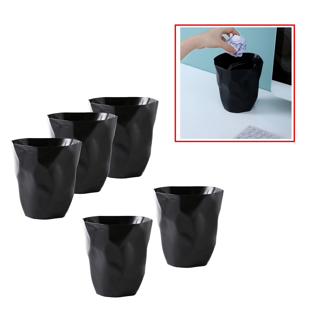 5x Desktop Rubbish Bin Flowerpot Ashbin Dustbin Wastebasket Office Black