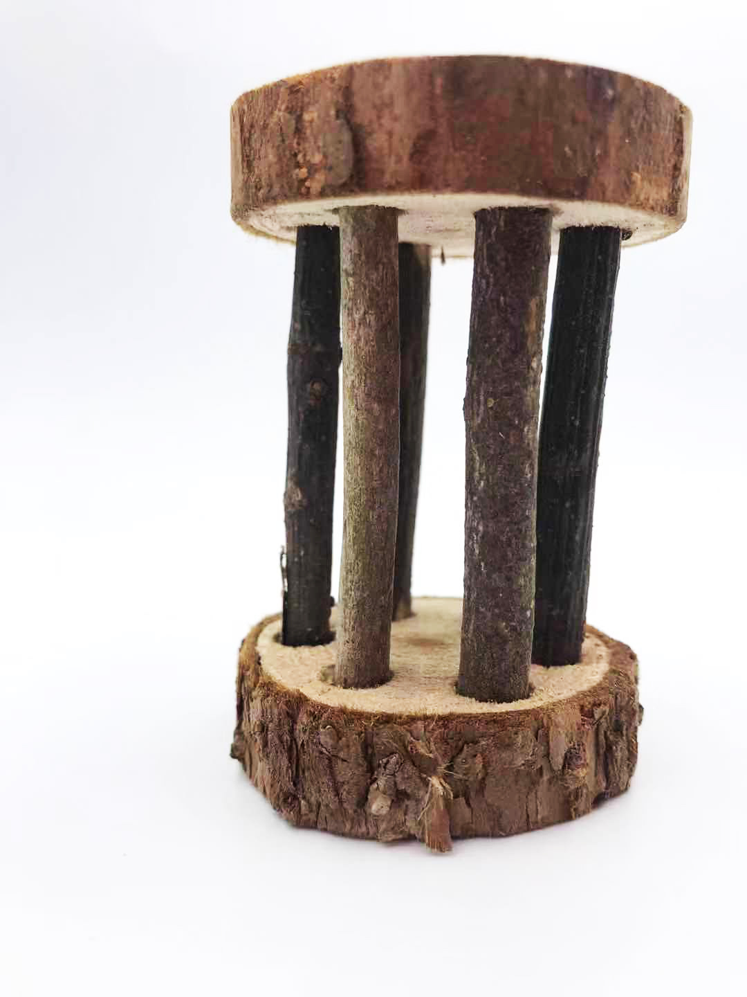 Cute Natural Wooden Pine Dumbells Roman Column Roller Chew Toys for Guinea Pigs Small Pet Molars Supplies Rabbits Hamster Toys: Leather roman column