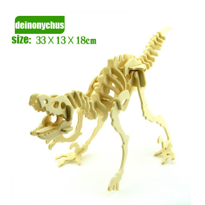 Holz spielzeug dinosaurier tiere dreidimensionale modell montiert holz puzzle spielzeug 3D DIY für baby kinder pädagogisches puzzles: deinonychus