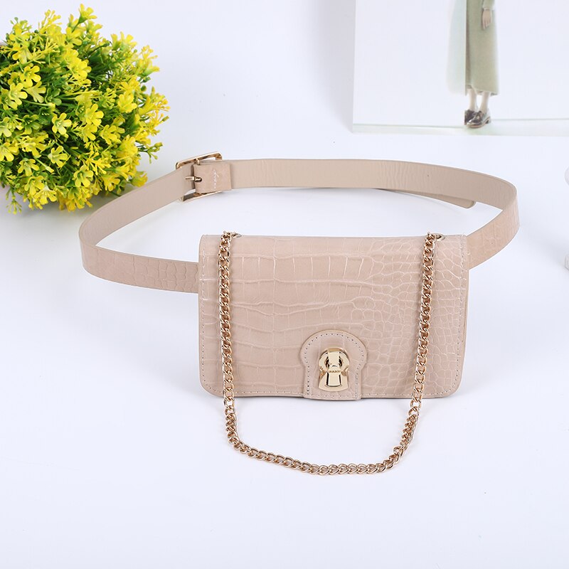 Damska czarna talia torba PU skórzane torby z paskiem Crossbody na ramię torba na klatkę piersiowa łańcuch damski piterek wodoodporna bananowa torebka biodrowa: khaki belt torba