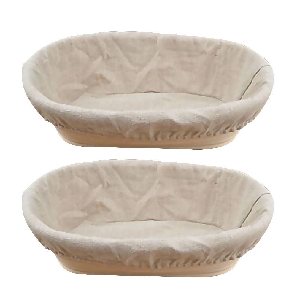 Banneton-cesta ovalada de mimbre para fermentación de pan, cesta de fermentación de masa de mimbre Natural, para hornear, 2 piezas
