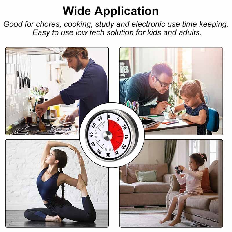 Magnetic Mechanical Kitchen Timer 60 Minute Visual Countdown Timer With Loud Alarm For Kids And Adults Baking Cooking Steaming