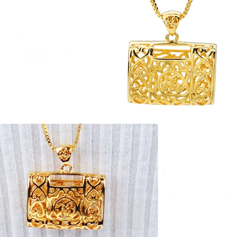 OMHXFC Europese Mode Vrouw Man Unisex Party Verjaardag Huwelijkscadeau Hollow Lock Tas 18KT Real Gold Charm Hanger PN24