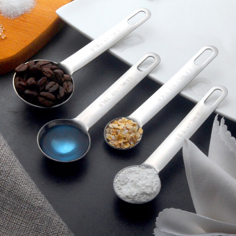 4pcs/7pcsMeasuring Cups Measuring Spoons Set Stainless Steel Measuring Cup Spoon for Baking Tea Coffee Kitchen Measuring Tools