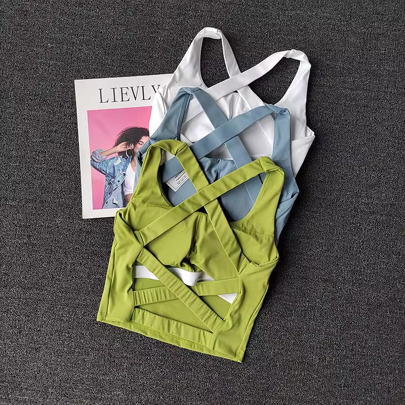 Sujetador deportivo con tiras cruzadas para mujer, Sujetador deportivo sin costuras de alto impacto, Top Sexy para Yoga y Fitness, ropa interior deportiva, sujetador de realce, Top deportivo para mujer