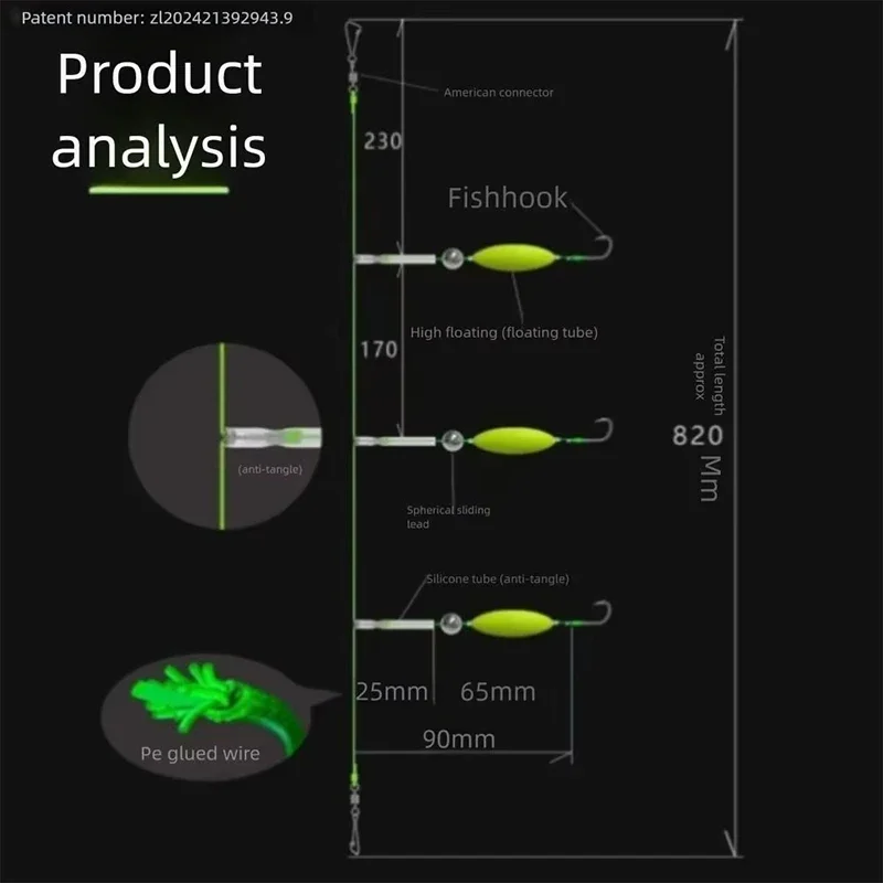 1Set Drei Reverse Haken Angeln Rig Anti-tangle Snag Beständig Split Haken Rig Süßwasser Salzwasser Angeln Zubehör