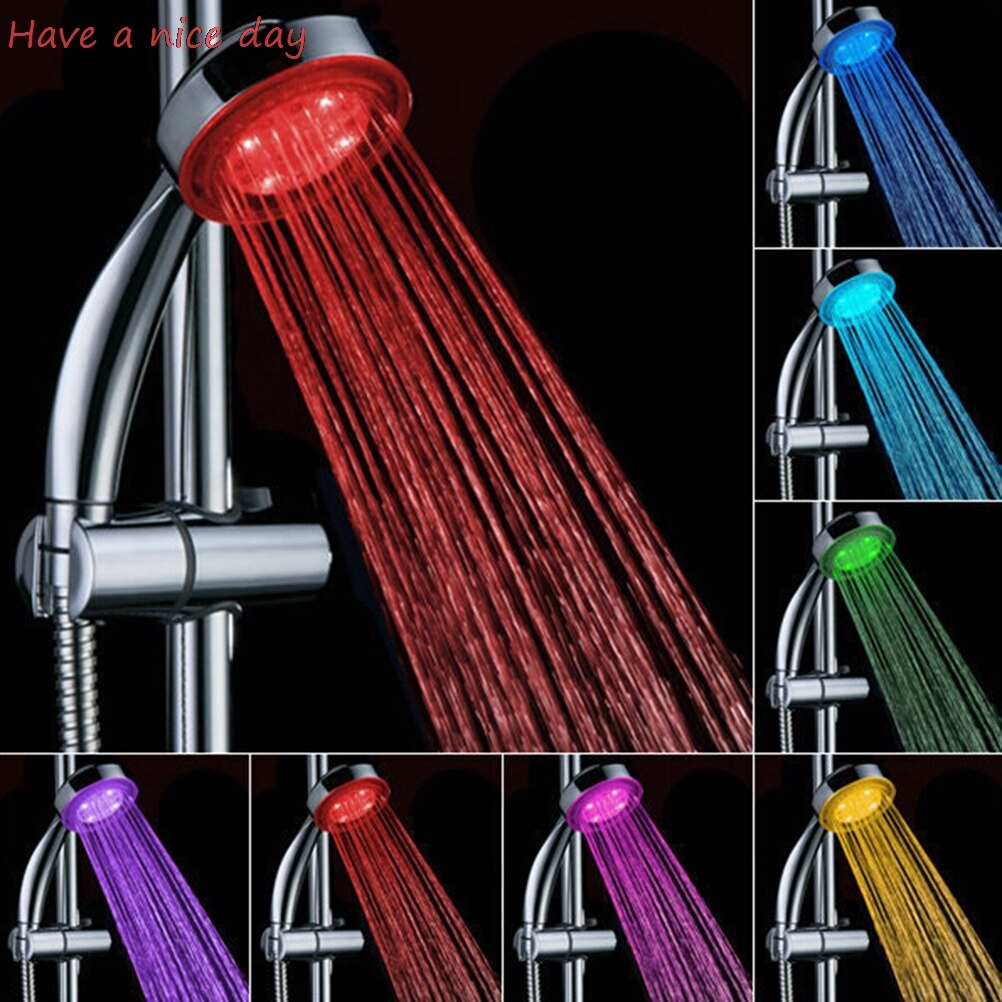 Colorful LED Shower Head 7-Color Changing Shower Head No Battery LED Waterfall Shower Head Round Bathroom Showerhead: 1