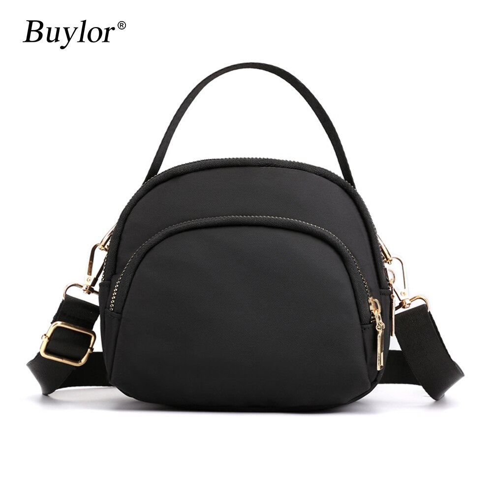 Buylor Shoulder Bag Polyester Crossbody Bag Messenger MINI Capacity Waterproof Purse Cloth Handbag: black