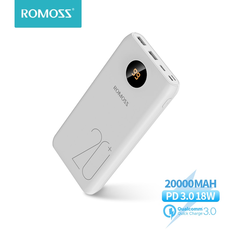 20000 Mah Romoss SW20 Pro Draagbare Power Bank Oplader Externe Batterij QC3.0 Snel Opladen Met Led Display Voor Telefoons Tablet