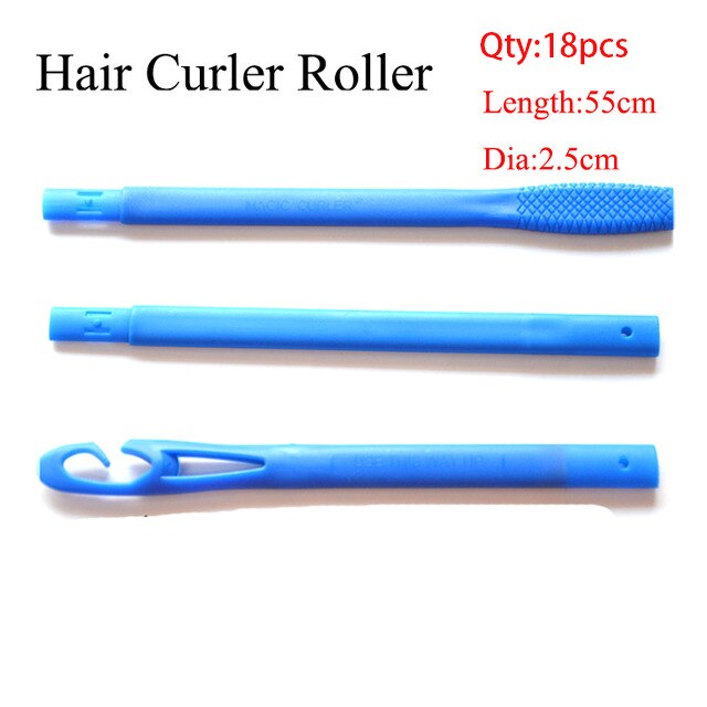 18/20pcs Plastic Hair CurlersLong Hair Curler Hair Roller Spiral Curls Easy Usage with Sticker Hook Styling Tools: 55cm