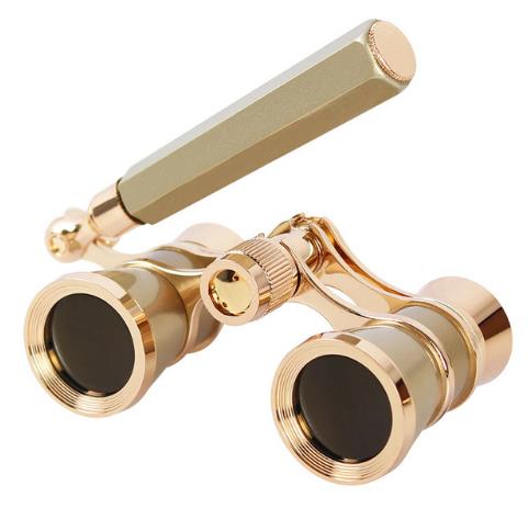 3X25 Oper Fernglas Beschichtet Objektiv Teleskop Oper Gläser Beschichtet Theater Glas Dame Glas Griff Telescopio Frauen Mädchen: Gold
