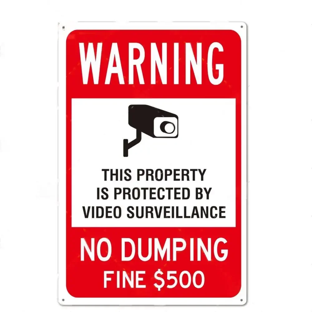 No Trespassing No Entry Private Property Warning Signs Public Garage Workshop Wall Decor Vintage Metal Sign 8x12 inch: 40x30cm / Burgundy