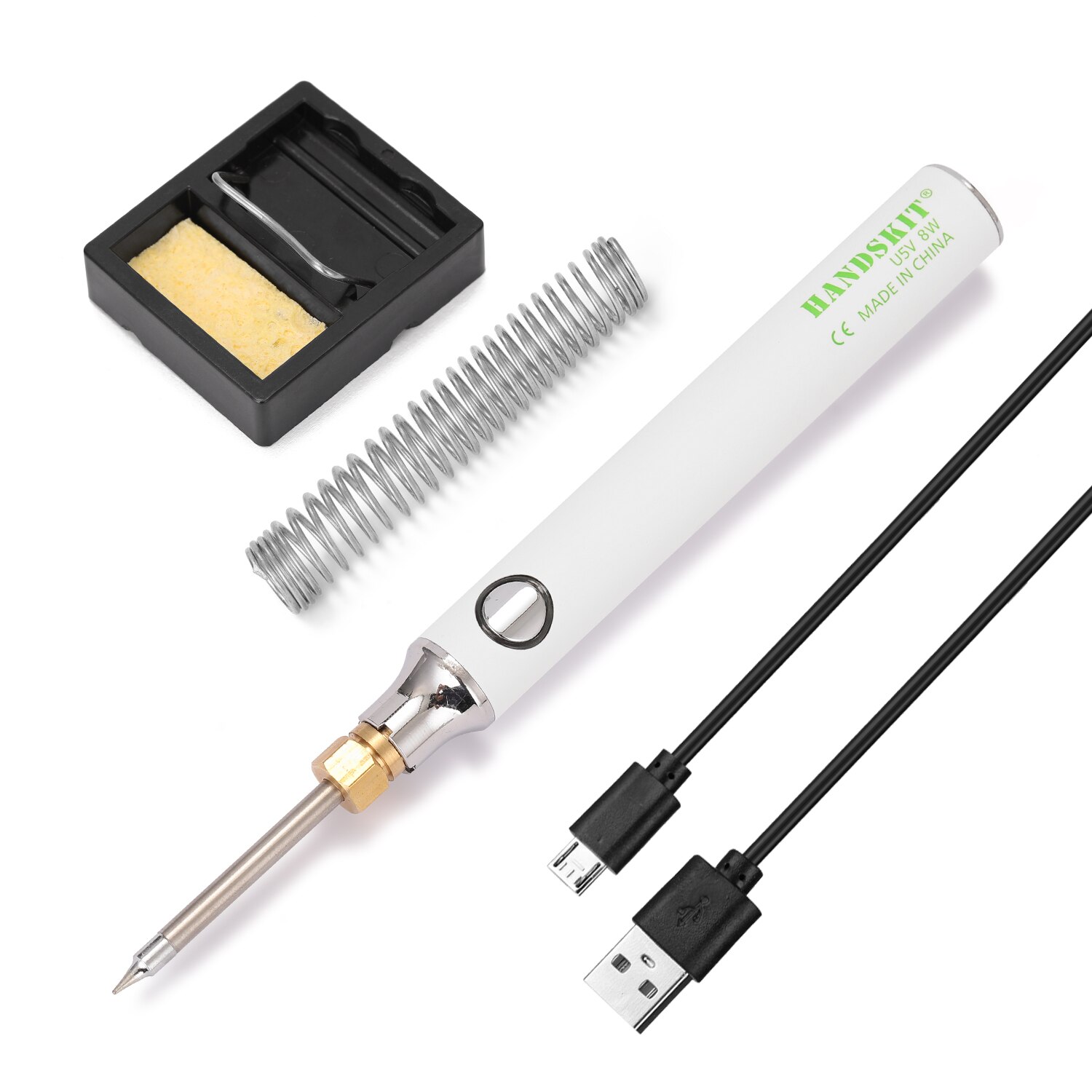 HANDSKIT USB Charging Soldering Iron 5V 8W Electric Tools Adjustable Temperature Soldering Iron Kit with Stand Repair tools: Standard with 1 tip