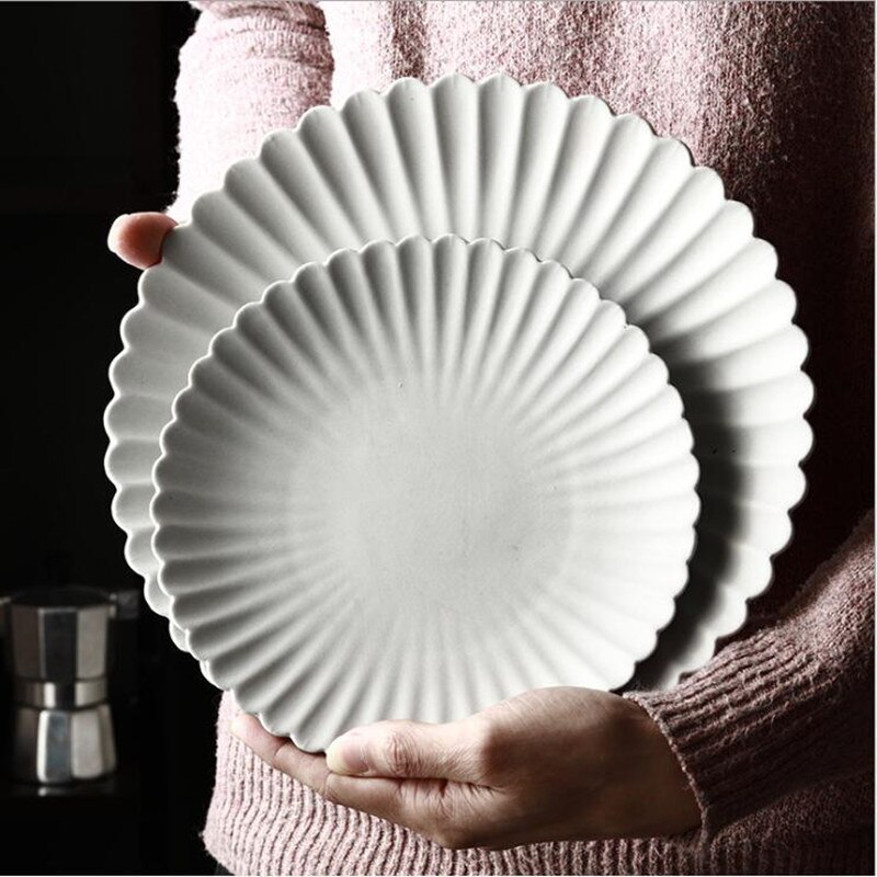 Plato cerámico PARA CENA DE pétalos grises, vajilla de cocina, platos de comida, arroz, ensalada, fideos, tazón, sopa, cocina, herramienta de cocina, 1 ud.