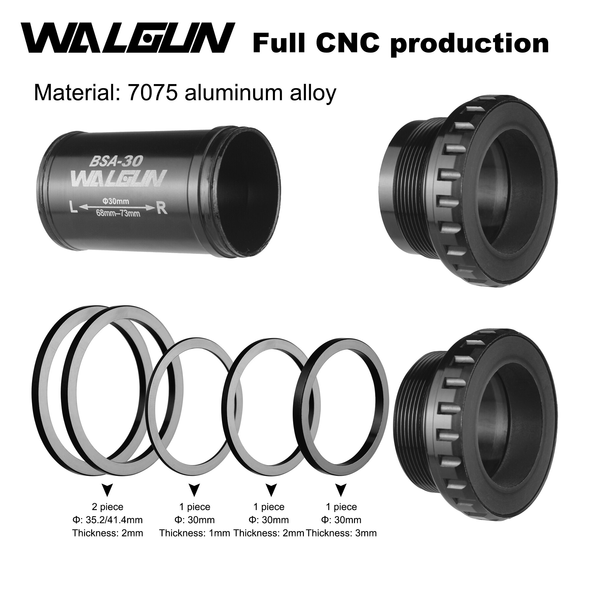 WALGUN Threaded BSA30 Ceramic bike Bottom Brackets Road MTB Mountain Bike BSA 30 BB for bike crank 30mm Bicycle Crankset parts