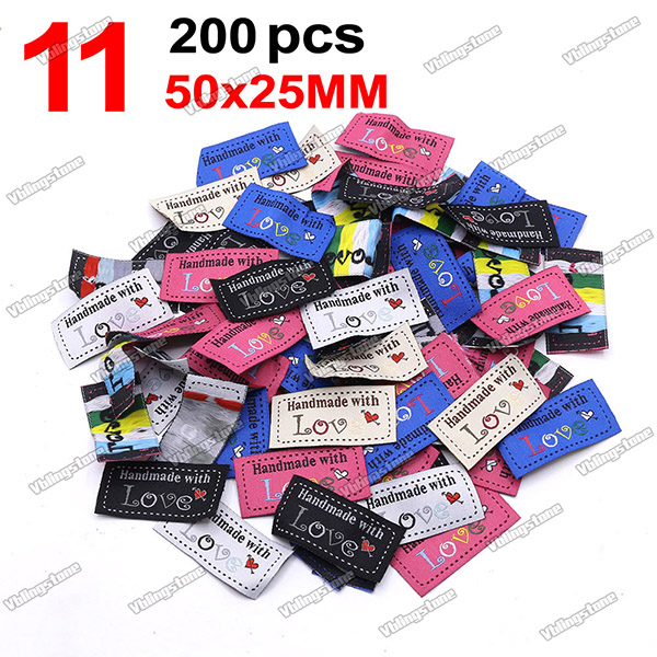 200Pcs Mix Cloth Labels Cartoon Pattern Hand Made Tags For Knitted Hats Woven Handmade Labels DIY Bag Shoes Sew Accessories: Nickel-Free White
