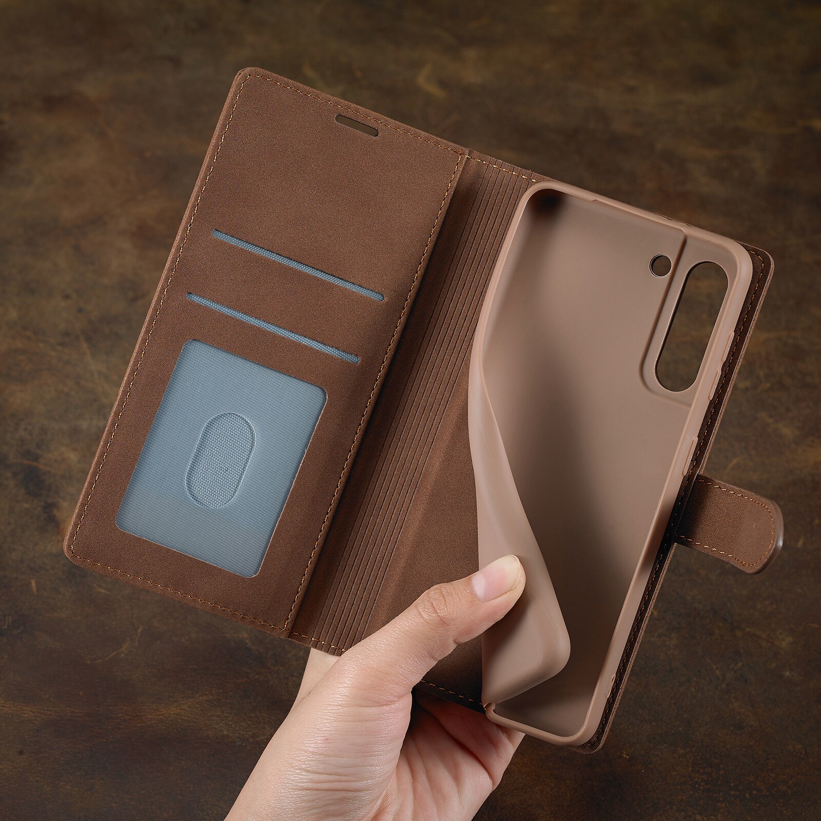 Capa de couro de luxo para samsung galaxy, para s21 ultra, s21 plus, carteira, capa dobrável, s21