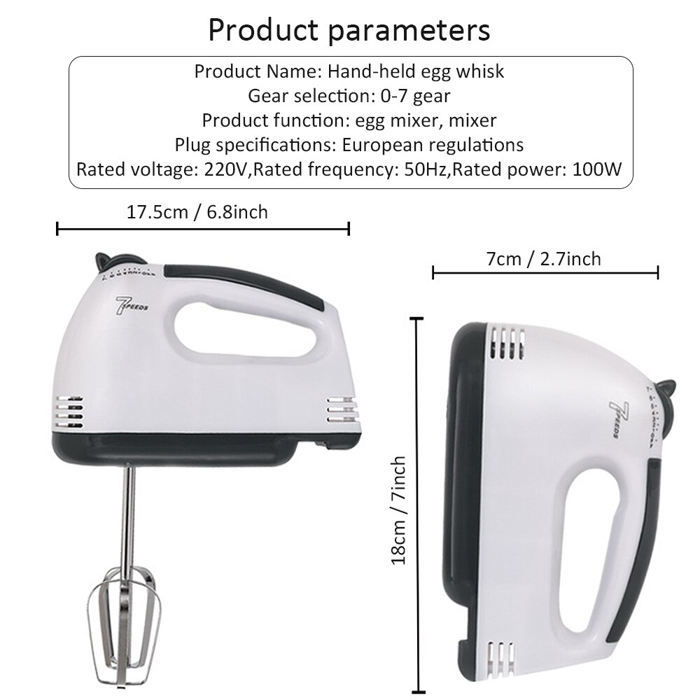 7- trins mini dejhåndmixer food-blender multifunktionel håndholdt foodprocessor automatisk elektrisk køkkenmixerværktøj