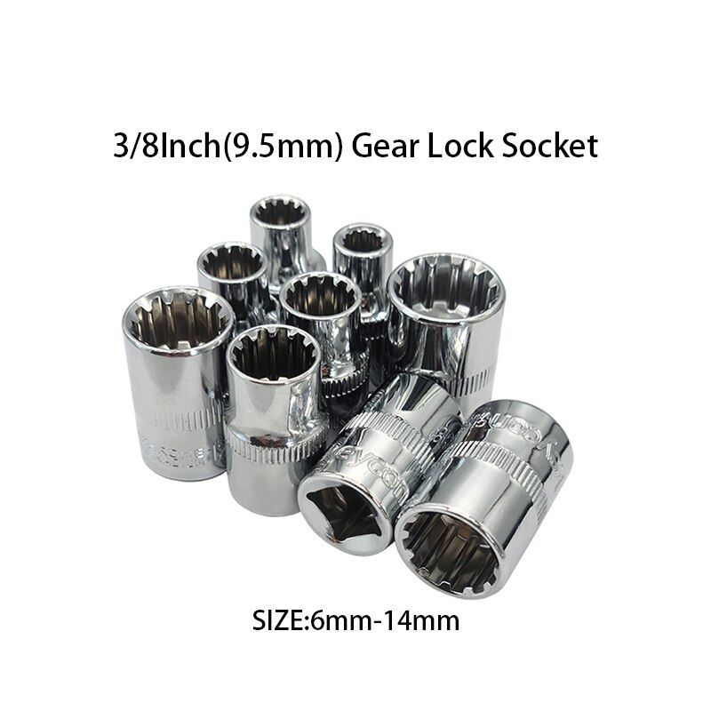 1/4 "/3/8" Gear Lock Sockets Crv 12 Punt Aansluitingen Kunnen Worden Gebruikt Voor Hex Dubbele Hex Schroeven handgereedschap