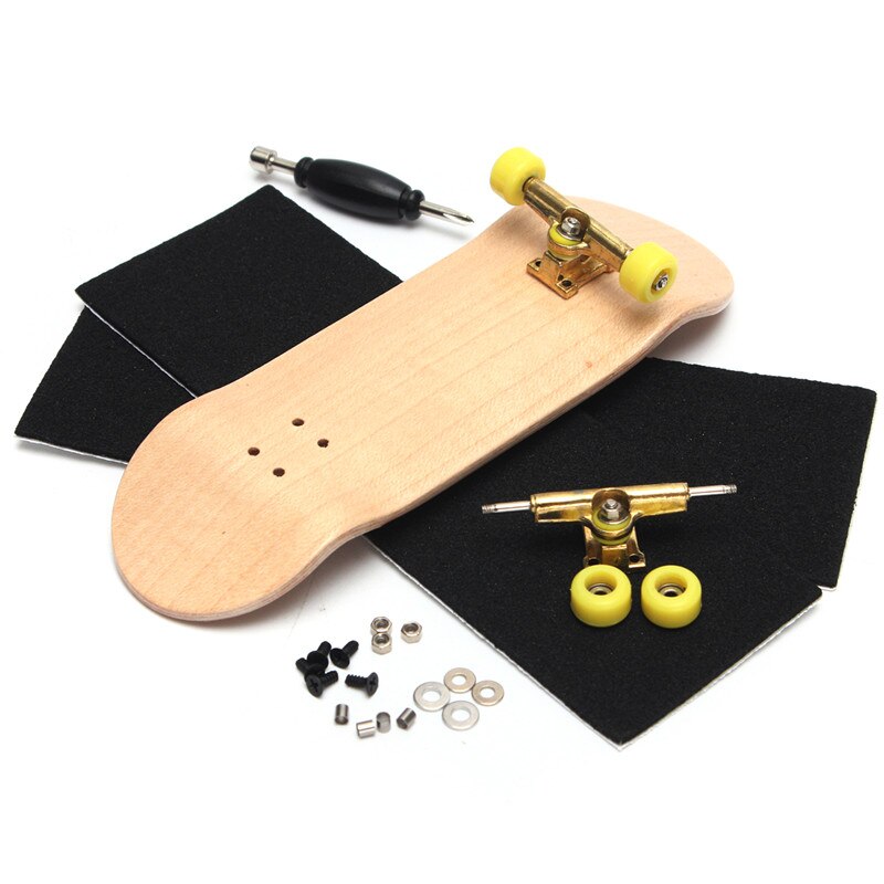 Træ finger skateboards finger skate board træ basic fingerboard med lejer hjul skum skruetrækker: Dybt træ