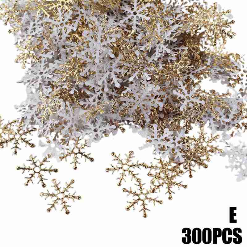 Copos de nieve para decoración navideña, adorno colgante de árbol de Navidad, decoración de copos de Navidad para jardín, vacaciones, de boda, 300 Uds.: E