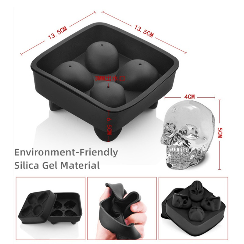 3d isbiter silikon hodeskalleform stor stor kule isbitbrettform formmaskin hode isbit hodeskalle