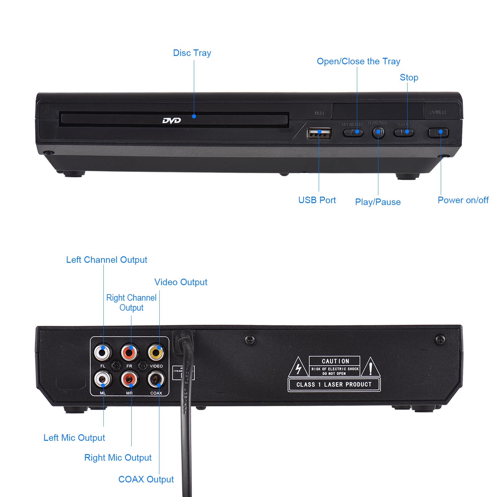 DVD-225 Home DVD Player DVD CD Disc Player Digital Multimedia Player AV Output with Remote Control